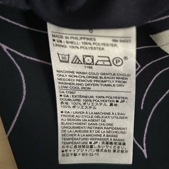 Banana Republic Twist Neck Floral Navy Dress Size 6 - Picture 11 of 13